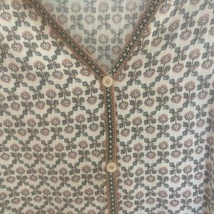 Pretty coral,green and white top.